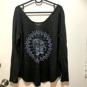 Paper Crane black (grayish) elephant prints long sleeve size Large